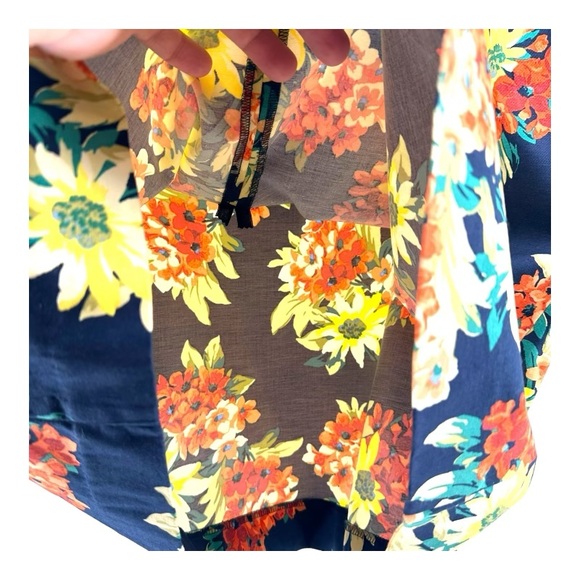 Ann Taylor Women’s 12 NWT Navy Yellow Flowers Pencil Skirt Cotton Spandex - Picture 5 of 11
